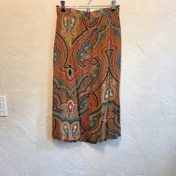 Vintage 70s Paisley Print Midi Skirt S - Picture 6 of 8